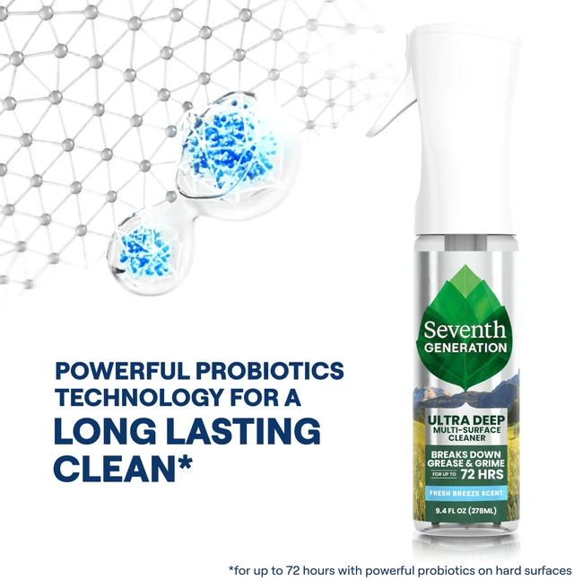 Alt view image 2 of 6 - Seventh Generation Ultra Deep Probiotic Multi Surface Cleaner 9.4 Fl Oz Fresh Breeze 80% USDA Biobased