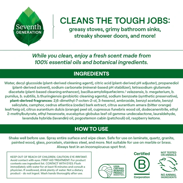 Alt view image 4 of 6 - Seventh Generation Ultra Deep Probiotic Multi Surface Cleaner 9.4 Fl Oz Fresh Breeze 80% USDA Biobased