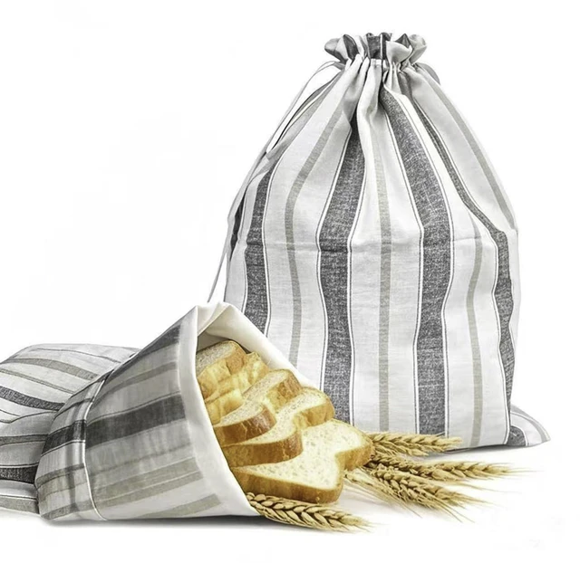 Main image of XL Reusable Linen Bread Bag with Plastic Lining, Drawstring, BPA-Free for Sourdough & Artisan Breads, 1 Pack