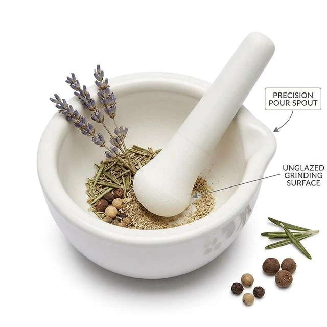 Alt view image 3 of 4 - Ceramic Mortar and Pestle 2.36 Inch, Spice Crusher, Garlic Grinder, Herb Mill, Pharmacy Bowl, DIY Kitchen