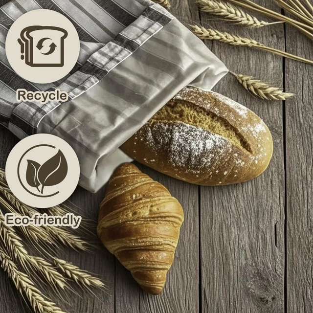 Alt view image 6 of 7 - XL Reusable Linen Bread Bag with Plastic Lining, Drawstring, BPA-Free for Sourdough & Artisan Breads, 1 Pack