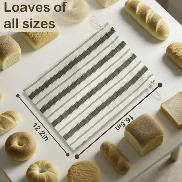 Alt view image 4 of 7 - XL Reusable Linen Bread Bag with Plastic Lining, Drawstring, BPA-Free for Sourdough & Artisan Breads, 1 Pack