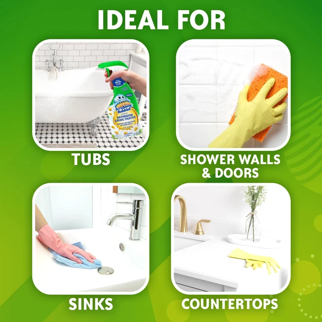 Alt view image 3 of 7 - Scrubbing Bubbles Bathroom and Shower Cleaner Disinfectant Spray, Foaming Action, Bathroom Grime Fighter, Petal Paradise Scent, 32oz