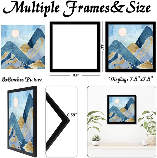 Alt view image 6 of 6 - Black 8x8 Picture Frame, Lightweight Sturdy Gallery Wall Decor