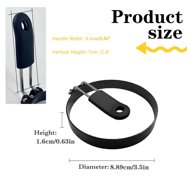 Alt view image 5 of 5 - Stainless Steel 3.5'' Egg Rings with Silicone Handle, Nonstick for Frying Eggs, English Muffins, Pancake, Egg Mold Shaper for Breakfast