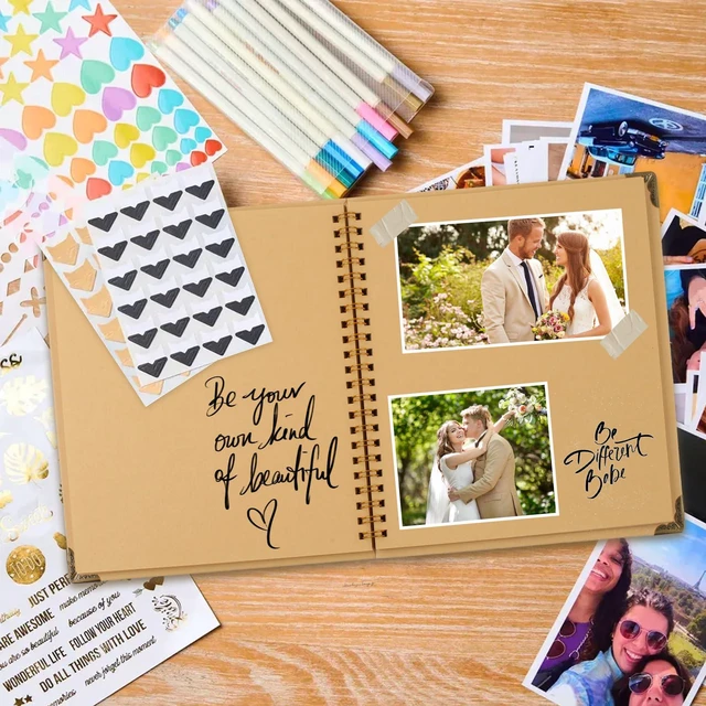 Alt view image 7 of 7 - Joyberg 80-Page Scrapbook 8 x 8 In, Junk Journal Album, Scrapbooking Supplies for Memory Book, Wedding, Anniversary, Family, DIY Craft Projects (Brown)