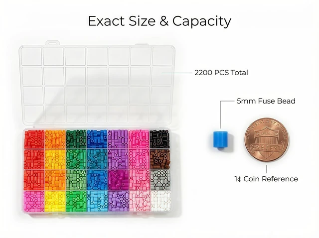 Alt view image 6 of 6 - 28 Colors 5mm Fuse Beads Kit, 2200 PCS Melty Beads DIY Craft Supplies for Art Creation and Handmade Projects