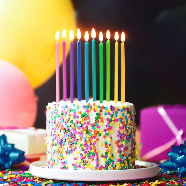 Alt view image 5 of 7 - 40-Count 5.5-Inch Tall Thin Rainbow Birthday Candles for Cake