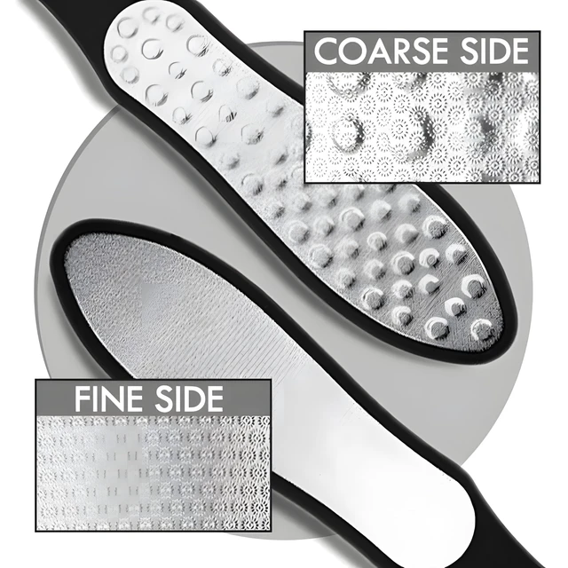 Alt view image 2 of 5 - 3-in-1 Large Size Foot File Callus Remover with Double Sided Stainless Steel Heel Scraper, Coarse and Fine Sides, Ped Egg Pedicure Tool, 1 Pc