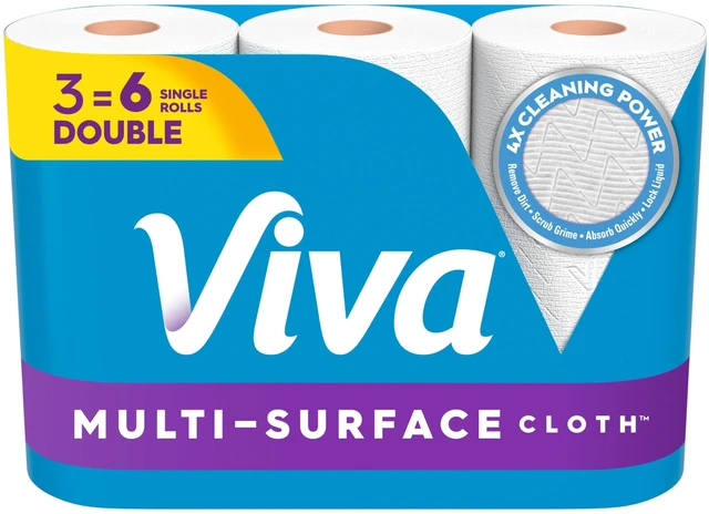 Main image of Viva Multi-Surface Cloth Paper Towels, 3 Double Rolls, 110 Sheets per Roll
