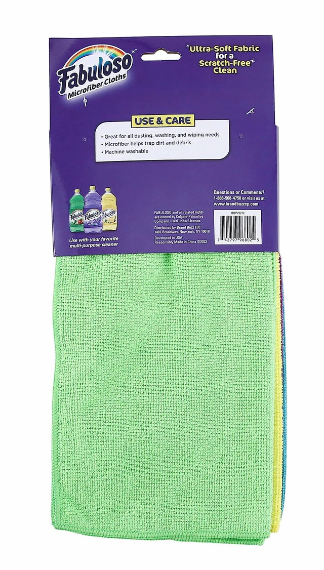 Alt view image 4 of 6 - Fabuloso Microfiber Cleaning Cloths, 8 Count, 13x13, Purple, for Home & Car
