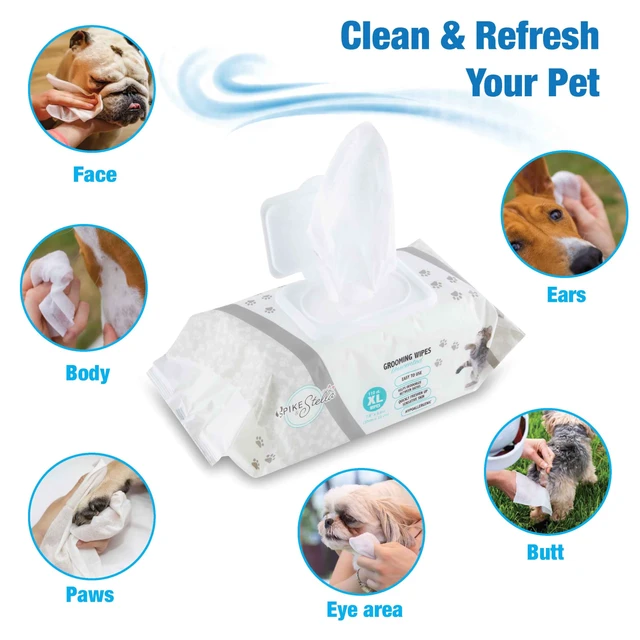 Alt view image 4 of 7 - 110 Pack Pet Grooming Wipes, 8.6"x7.8", Large & Extra-Large, Lavender Aloe Unscented, Hypoallergenic & Extra Durable for Dogs & Cats
