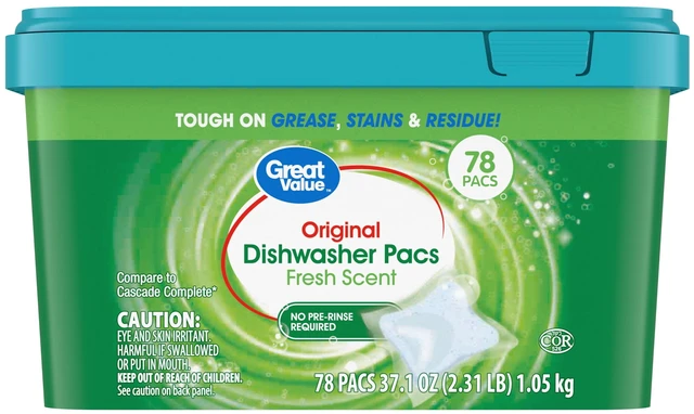 Main image of Great Value Automatic Dishwasher Pacs Fresh Scent 78 Count