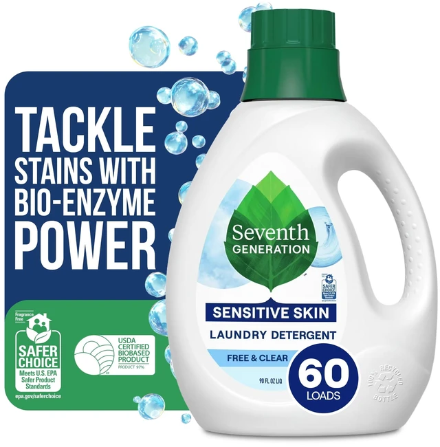 Main image of Seventh Generation Free & Clear Liquid Laundry Detergent, Fragrance Free, 90fl oz, 60Loads