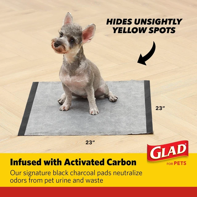 Alt view image 2 of 5 - Glad Activated Charcoal Leak-Resistant Training Pads for Dogs, 23in x 23in, 14 Count