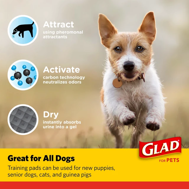 Alt view image 3 of 5 - Glad Activated Charcoal Leak-Resistant Training Pads for Dogs, 23in x 23in, 14 Count