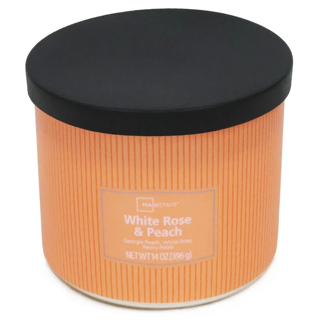 Alt view image 4 of 6 - Mainstays White Rose and Peach 3-Wick Textured Wrap Candle, 14 oz