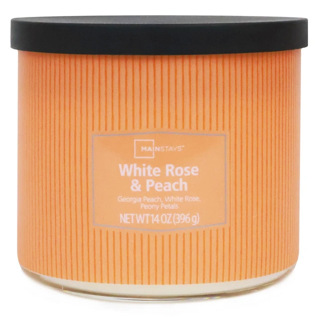 Alt view image 6 of 6 - Mainstays White Rose and Peach 3-Wick Textured Wrap Candle, 14 oz