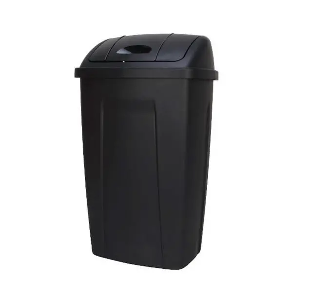 Alt view image 2 of 5 - Kitchen Trash Can, 13 Gallon Plastic Garbage Bin with Swing Top Lid, Black