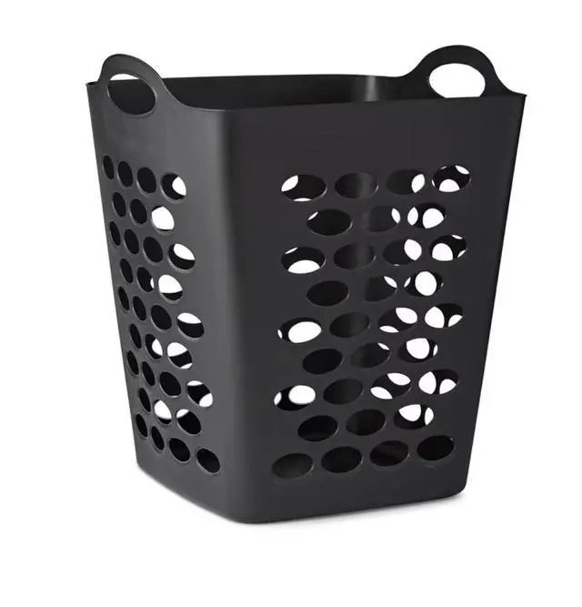 Alt view image 6 of 6 - Flexible Square Laundry Hamper, Black Plastic