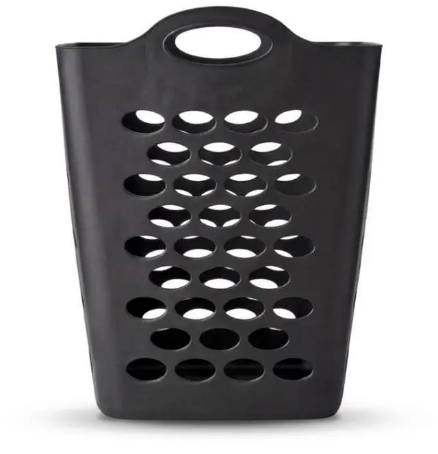 Alt view image 4 of 6 - Flexible Square Laundry Hamper, Black Plastic