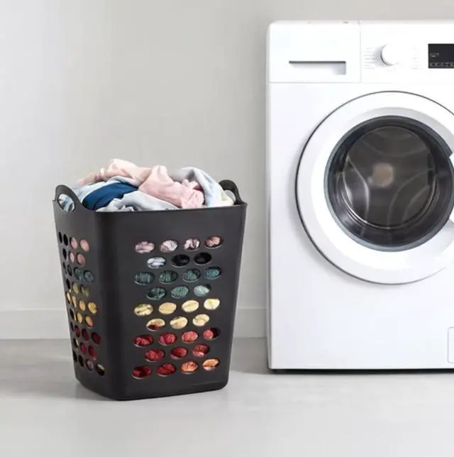 Alt view image 3 of 6 - Flexible Square Laundry Hamper, Black Plastic