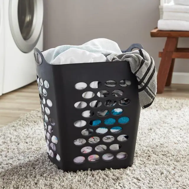 Main image of Flexible Square Laundry Hamper, Black Plastic