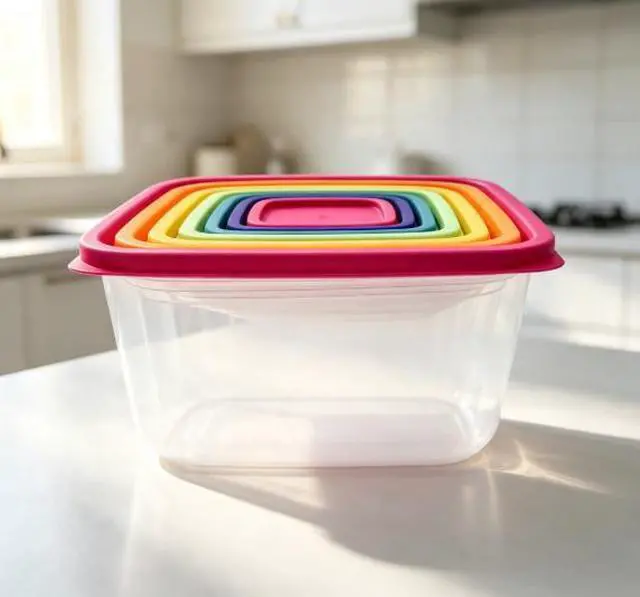 Main image of Plastic Rainbow Food Storage Set, Multi Color, 14 Count, Best for Leftover Storage and Reheating