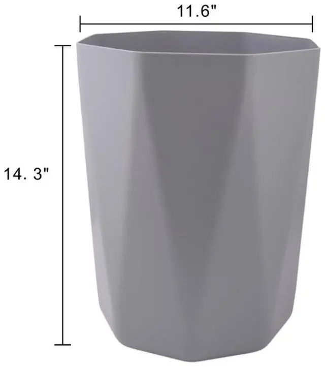 Alt view image 2 of 5 - 5 gal Gray Geometric Bathroom Wastebasket, Open Top, Polypropylene Plastic