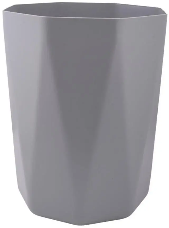 Alt view image 5 of 5 - 5 gal Gray Geometric Bathroom Wastebasket, Open Top, Polypropylene Plastic