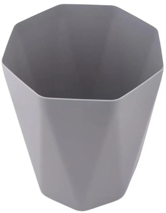 Alt view image 3 of 5 - 5 gal Gray Geometric Bathroom Wastebasket, Open Top, Polypropylene Plastic