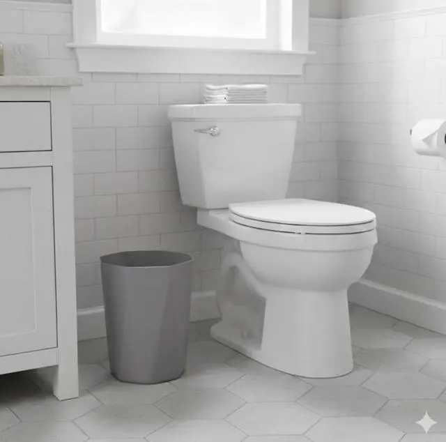Alt view image 4 of 5 - 5 gal Gray Geometric Bathroom Wastebasket, Open Top, Polypropylene Plastic