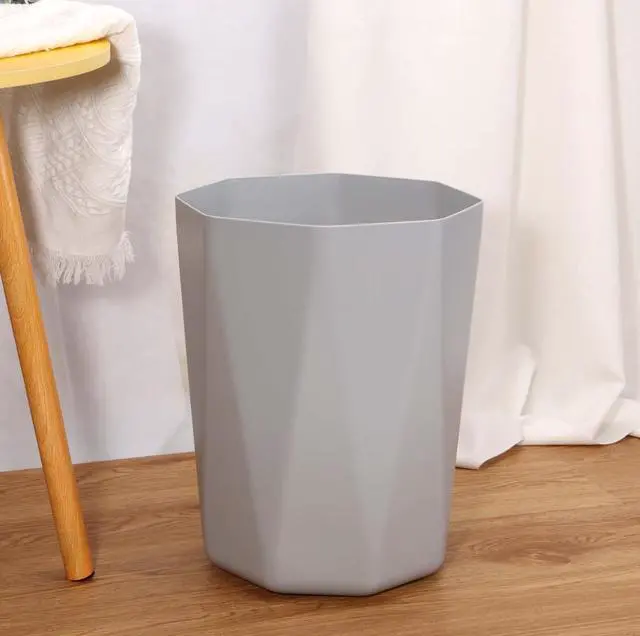 Main image of 5 gal Gray Geometric Bathroom Wastebasket, Open Top, Polypropylene Plastic