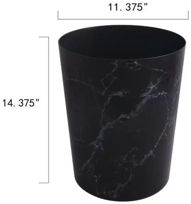 Alt view image 2 of 4 - Bathroom Trash Can, 5 Gallon Small Plastic Garbage Bin with No Lid, Black Marble