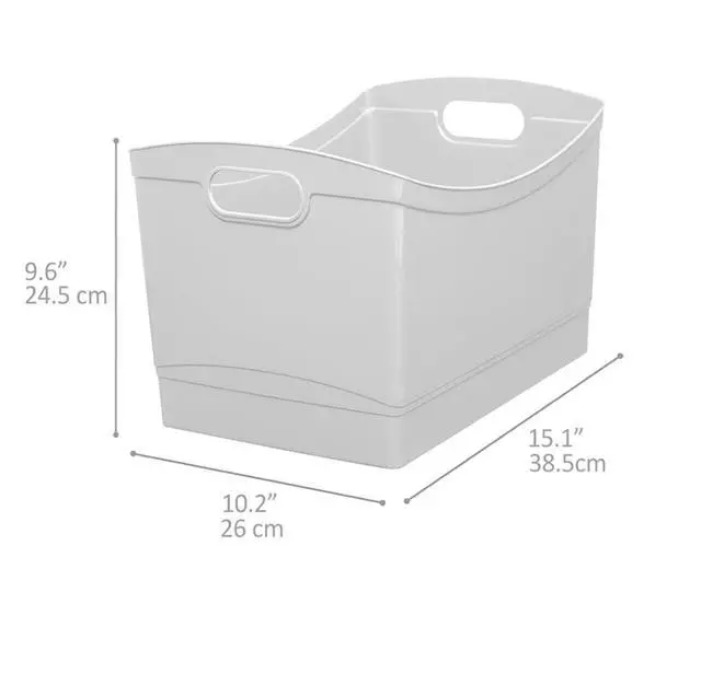 Alt view image 4 of 6 - Utility Storage Organizer Bin, Clear Plastic, Built-In Handles, 15 in x 10 in x 9.5 in