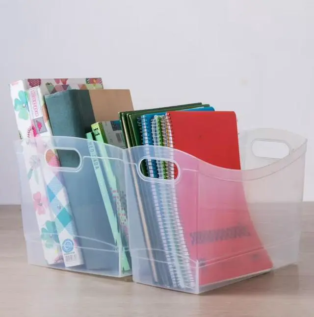 Alt view image 3 of 6 - Utility Storage Organizer Bin, Clear Plastic, Built-In Handles, 15 in x 10 in x 9.5 in