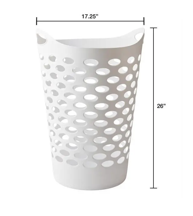 Alt view image 2 of 6 - Flexible Round Laundry Hamper, White Plastic
