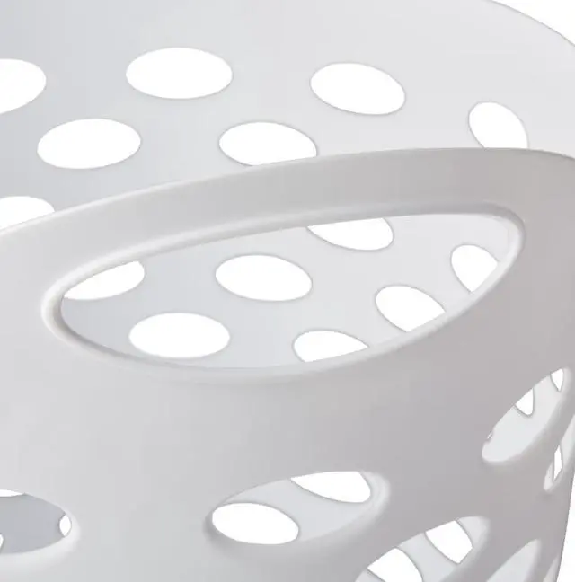 Alt view image 3 of 6 - Flexible Round Laundry Hamper, White Plastic
