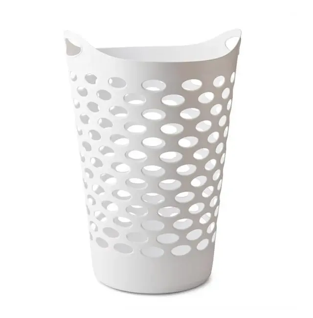 Alt view image 6 of 6 - Flexible Round Laundry Hamper, White Plastic