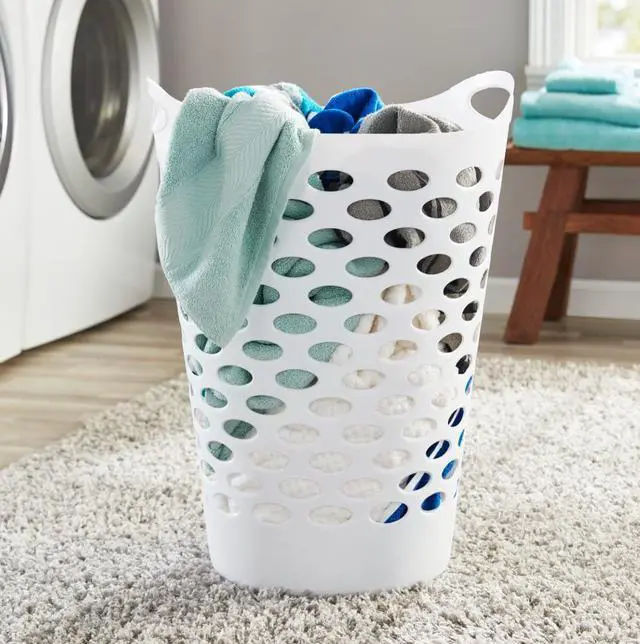 Main image of Flexible Round Laundry Hamper, White Plastic
