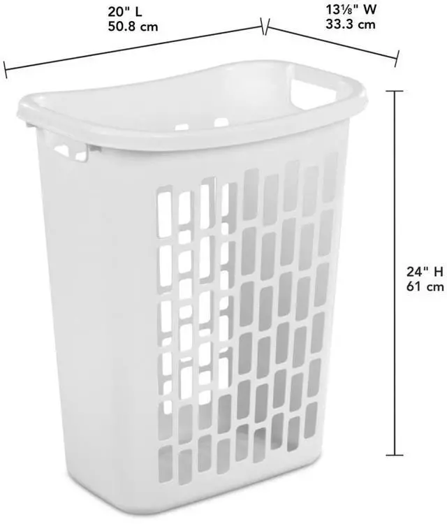 Alt view image 3 of 5 - Rectangular Open Plastic Hamper, for Narrow Spaces, White, Adult