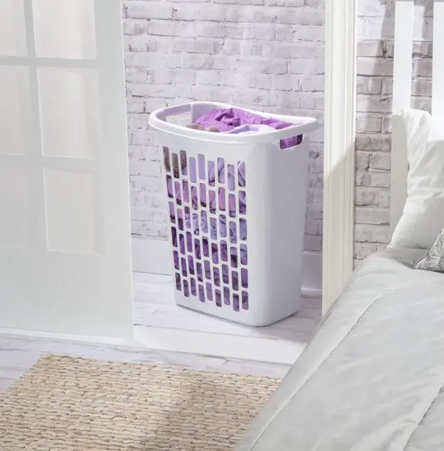 Alt view image 2 of 5 - Rectangular Open Plastic Hamper, for Narrow Spaces, White, Adult