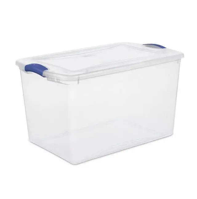 Alt view image 6 of 6 - 66 Quart Large Latching Storage Bin, Clear Plastic Storage Container with Latch Lid, Blue