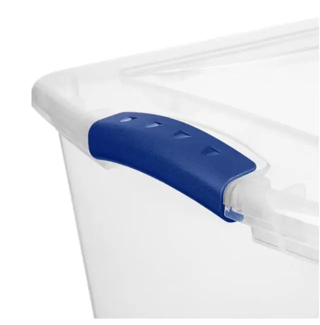 Alt view image 5 of 6 - 66 Quart Large Latching Storage Bin, Clear Plastic Storage Container with Latch Lid, Blue