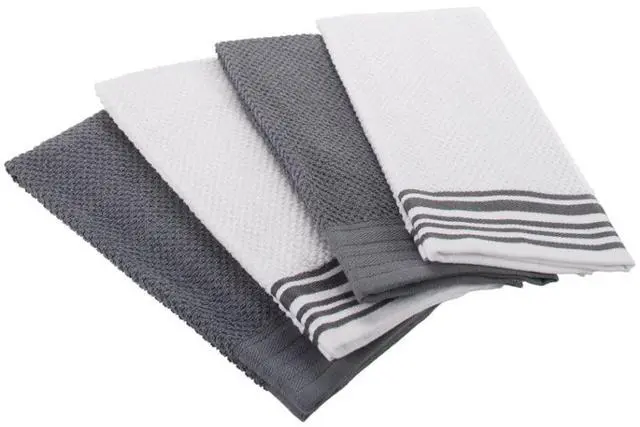 Alt view image 3 of 5 - 4-Pack 16 in x 26 in Woven Kitchen Towel Set, Gray
