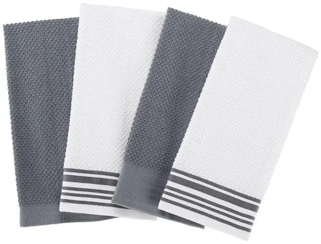 Alt view image 2 of 5 - 4-Pack 16 in x 26 in Woven Kitchen Towel Set, Gray