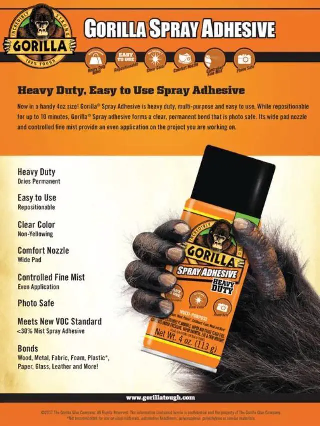 Alt view image 3 of 5 - Heavy Duty, Clear Spray Adhesive, 4 Ounce Can
