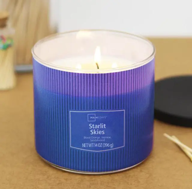 Main image of 3-Wick Textured Wrapped Starlit Skies Scented Candle, 14 oz
