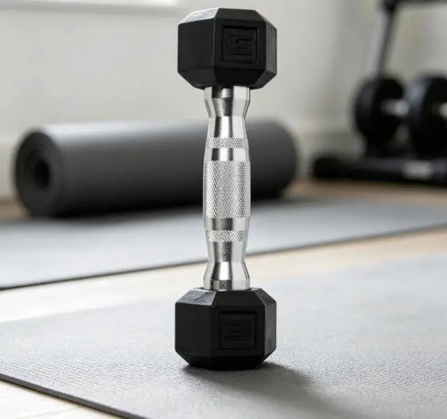 Main image of 3lb Rubber Hex Dumbbell, Single