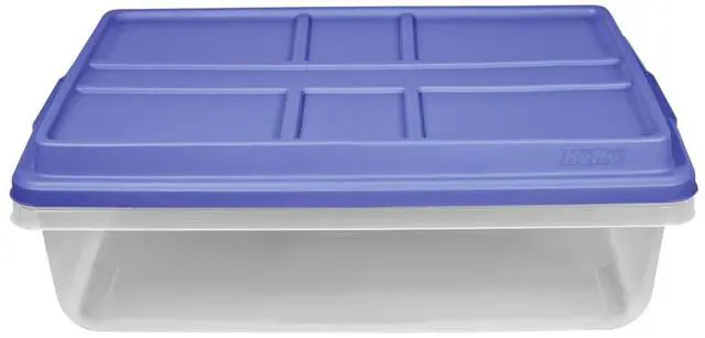 Alt view image 5 of 6 - HI-RISE 40 Quart Medium Latching Storage Bin, Clear Plastic Storage Container with HI-RISE Latch Lid, Blue